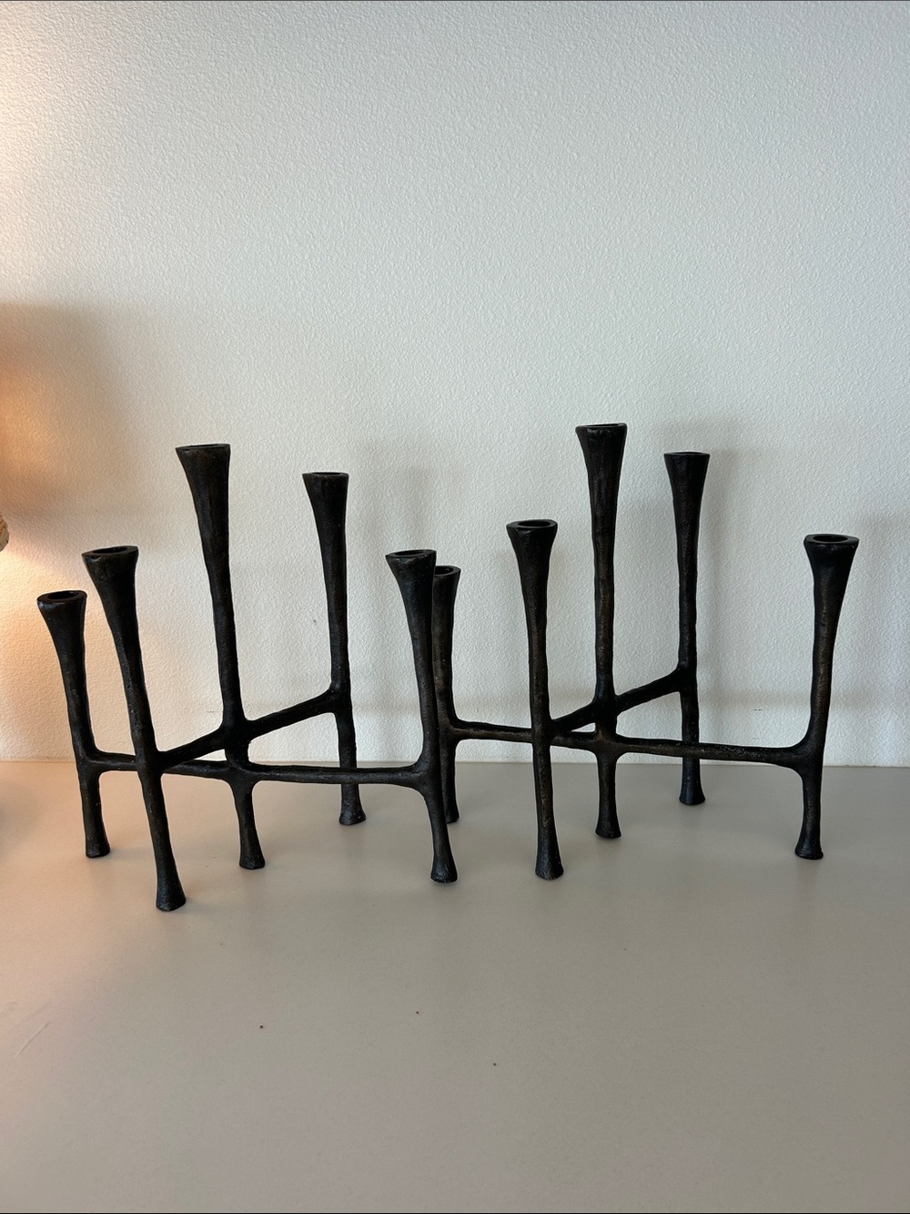 Black Modern Sculptural Candleholder Set - Home Accents